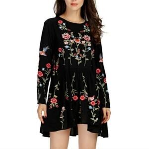 Vadim High Low Boho Embroidered Drop Waist Dress Womens Size Medium